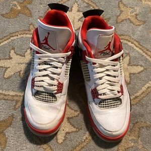 Retro  4 White and Red Air Jordan Sneakers